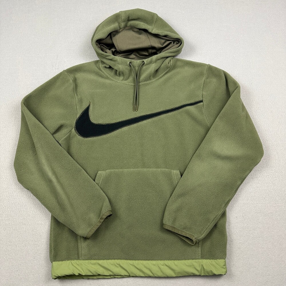 Nike Hoodie Men Extra Small Green Club Fleece Winterized Big Swoosh Pullover XS